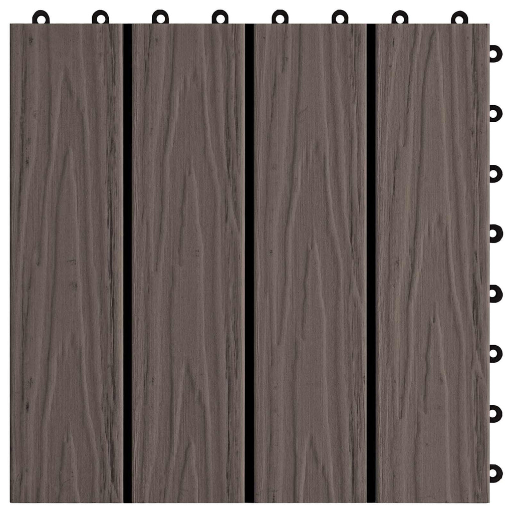 Piastrella per Decking 11 pcs Marrone Scuro 30 x 30 cm WPC