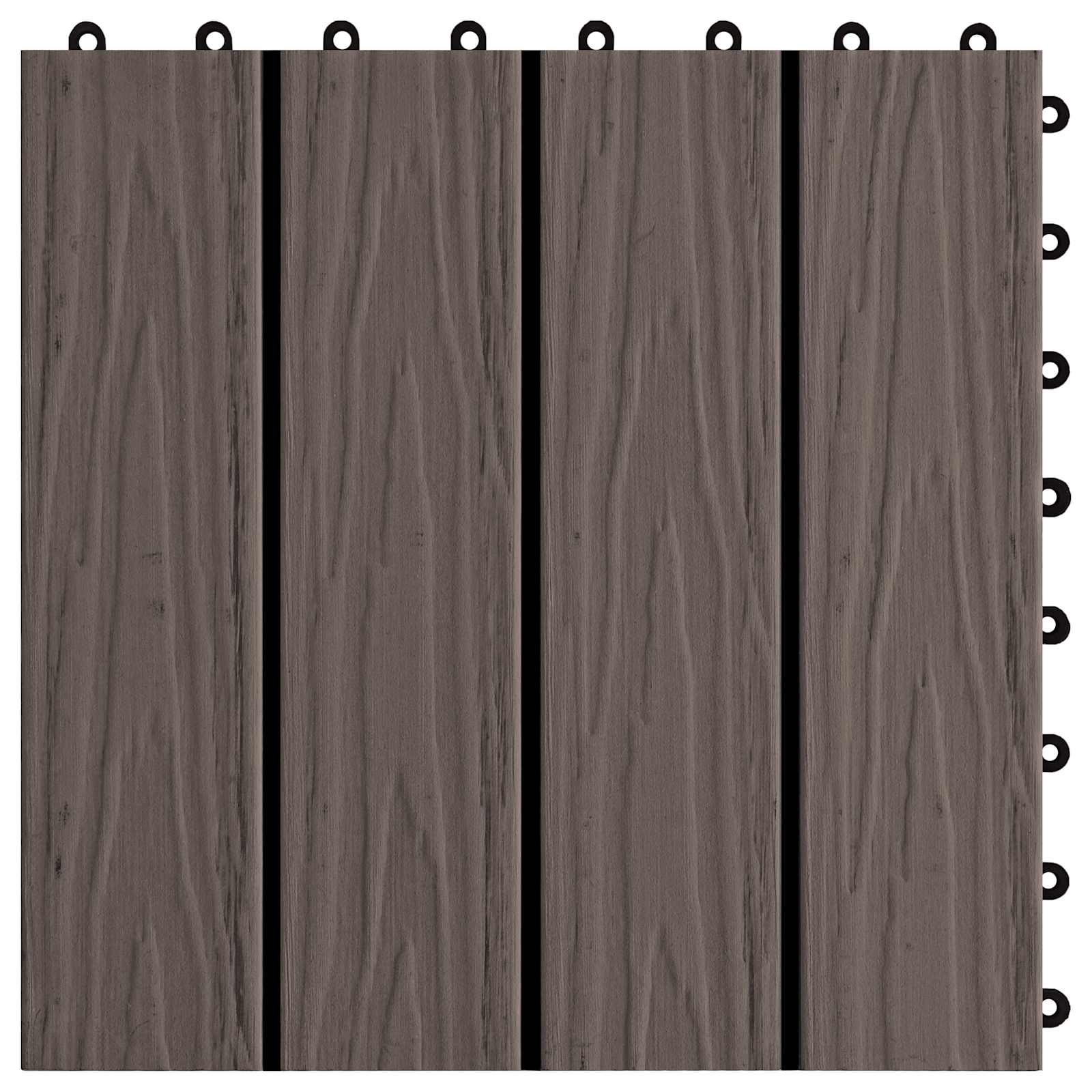 Piastrella per Decking 11 pcs Marrone Scuro 30 x 30 cm WPC