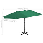 Ombrellone da Esterni con Palo in Alluminio 460x270 cm Verde