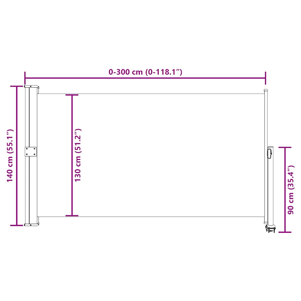 Tenda da Sole Laterale Retrattile 140 x 300 cm Nera