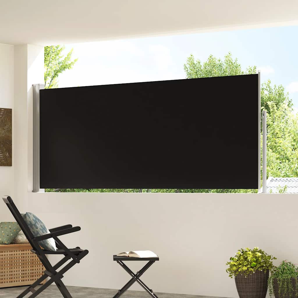 Tenda da Sole Laterale Retrattile 120 x 300 cm Nera