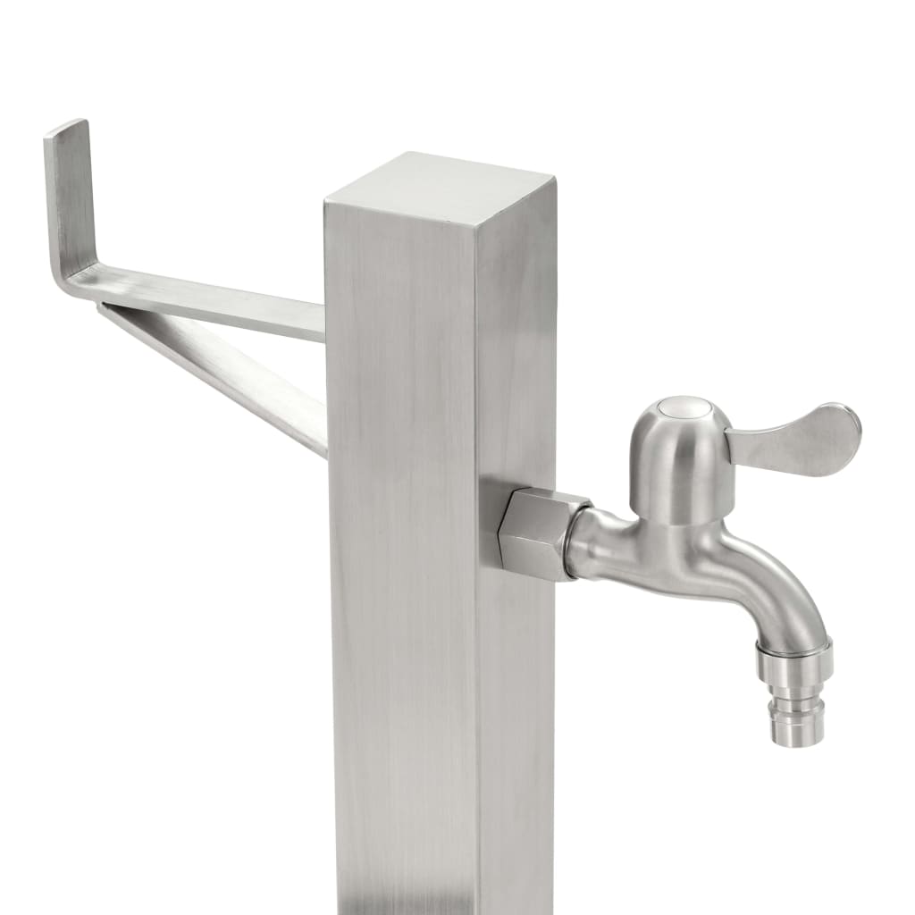 Fontanella a Colonna in Acciaio Inossidabile Quadrata 65 cm