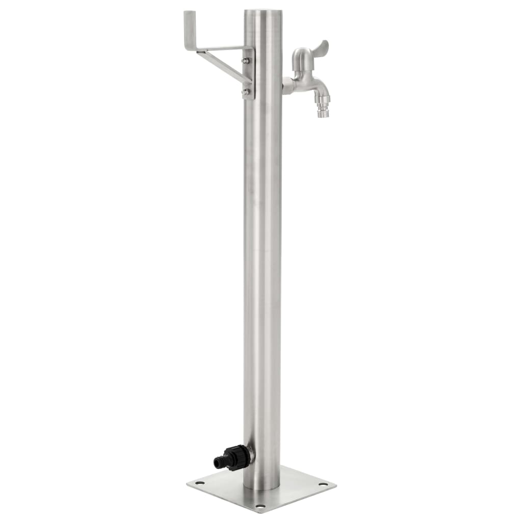 Fontanella a Colonna in Acciaio Inossidabile Rotonda 65 cm