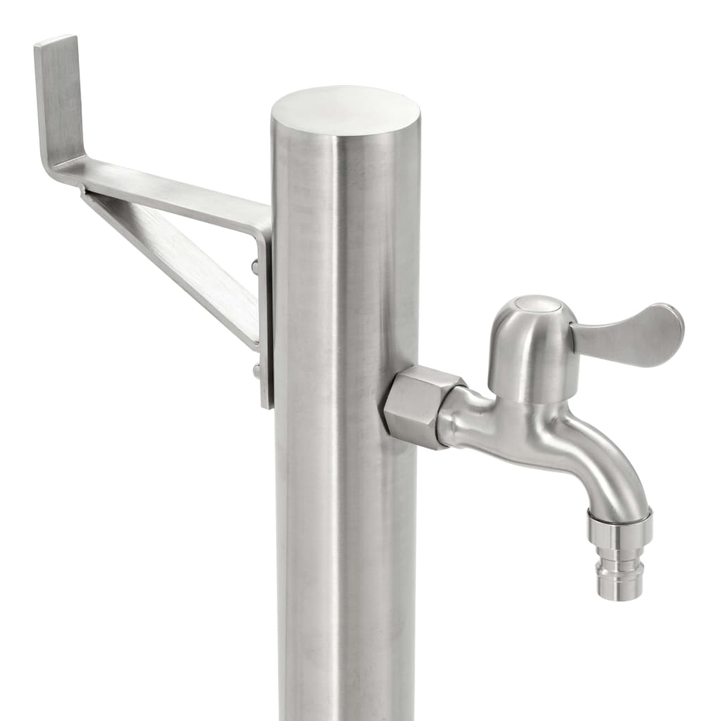 Fontanella a Colonna in Acciaio Inossidabile Rotonda 65 cm