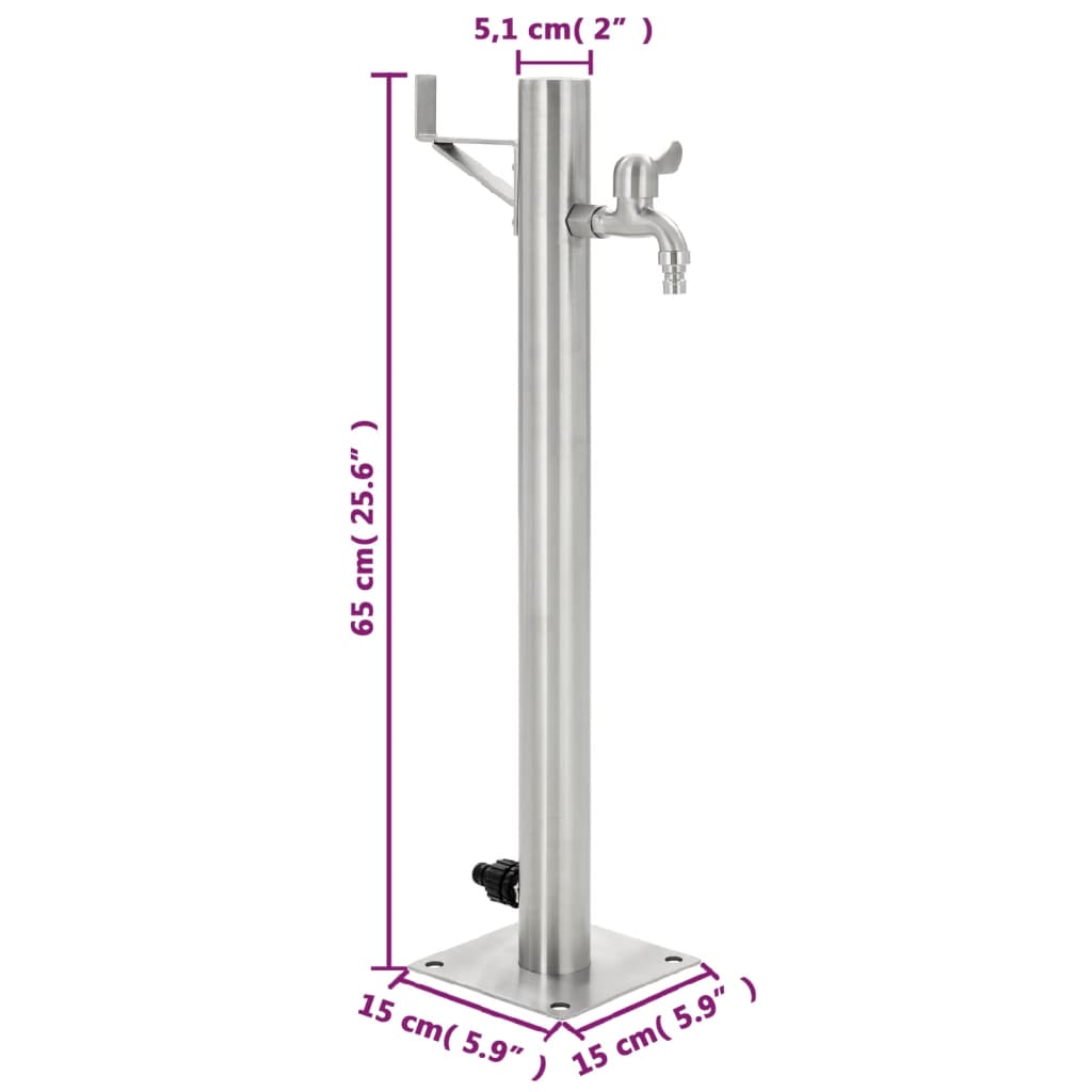 Fontanella a Colonna in Acciaio Inossidabile Rotonda 65 cm