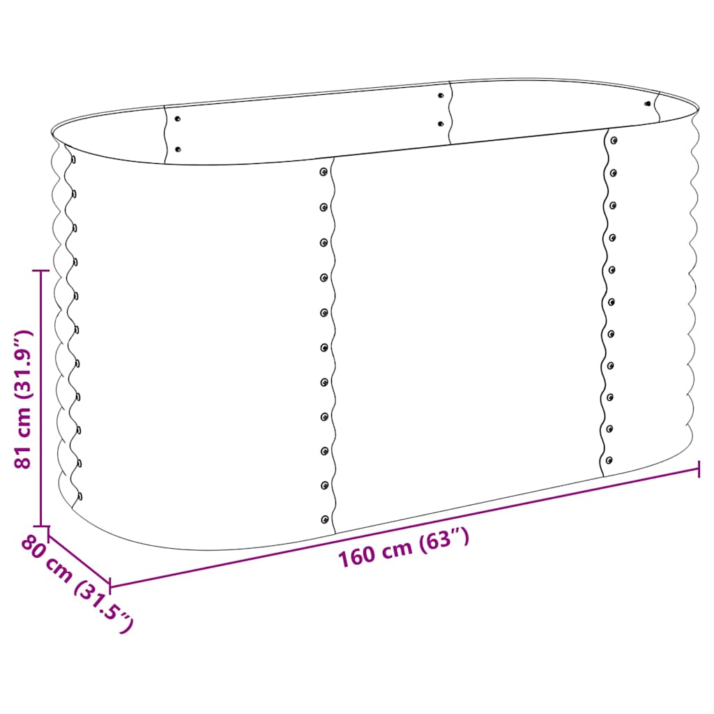 Letto Rialzato Giardino 160x80x81 cm in Acciaio Zincato Argento