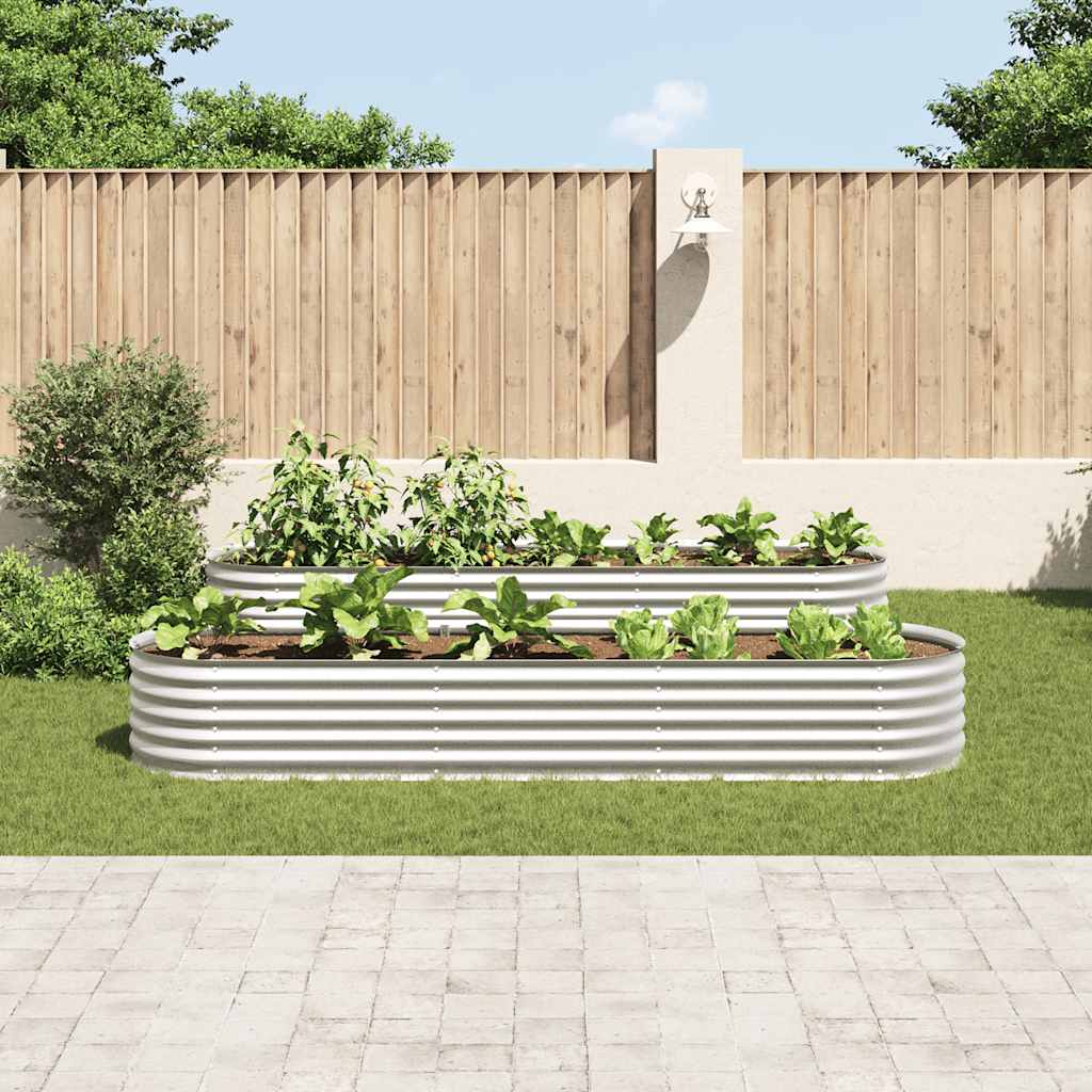 Letto Rialzato Giardino 320x80x44 cm in Acciaio Zincato Argento