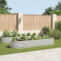 Letto Rialzato Giardino 320x80x44 cm in Acciaio Zincato Argento