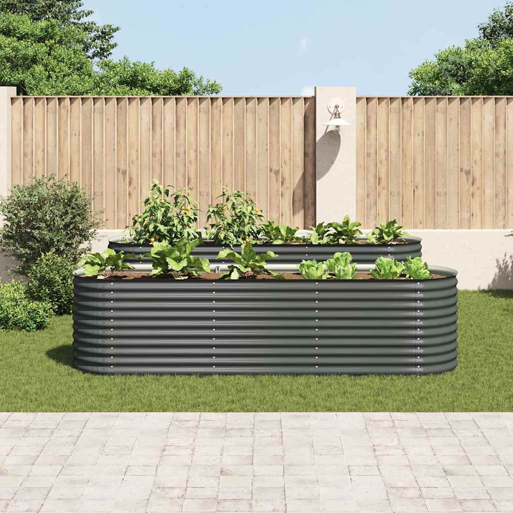 Letto Rialzato Giardino 320x80x81 cm in Acciaio Zincato Grigio