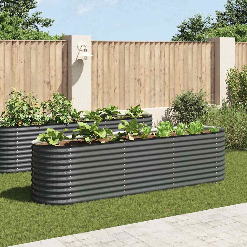 Letto Rialzato Giardino 320x80x81 cm in Acciaio Zincato Grigio