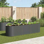Letto Rialzato Giardino 320x80x81 cm in Acciaio Zincato Grigio