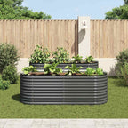 Letto Rialzato Giardino 240x80x81 cm in Acciaio Zincato Grigio