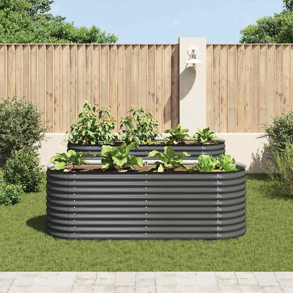 Letto Rialzato Giardino 240x80x81 cm in Acciaio Zincato Grigio