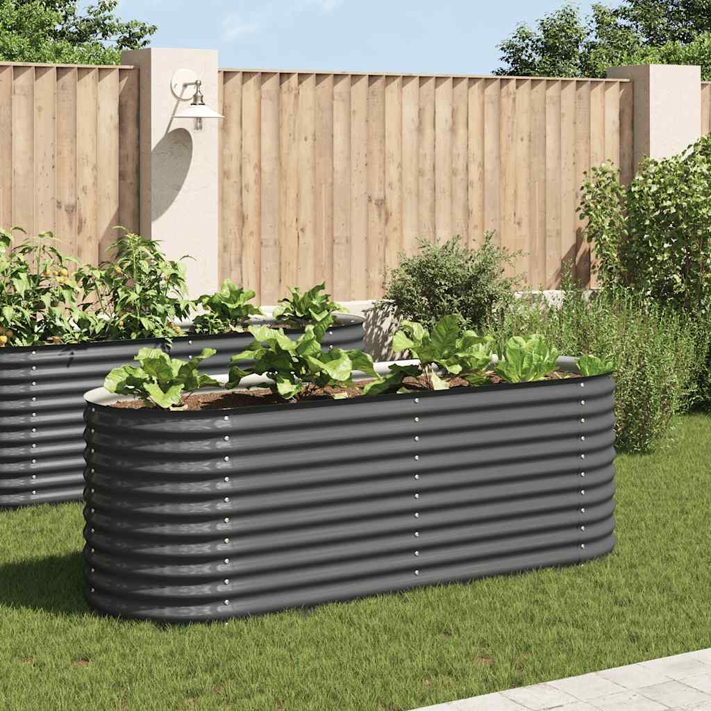 Letto Rialzato Giardino 240x80x81 cm in Acciaio Zincato Grigio