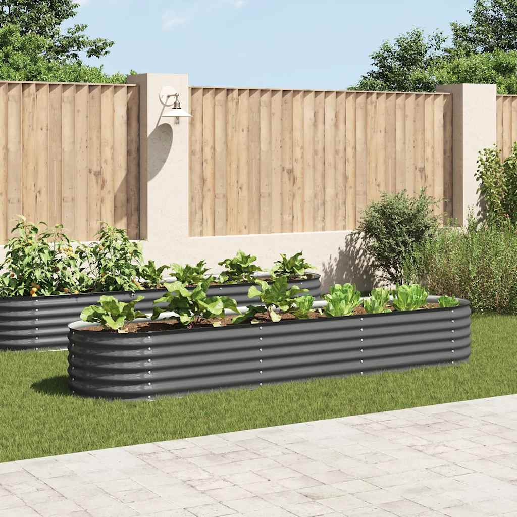 Letto Rialzato Giardino 320x80x44 cm in Acciaio Zincato Grigio