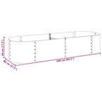 Letto Rialzato Giardino 240x80x44 cm in Acciaio Zincato Grigio