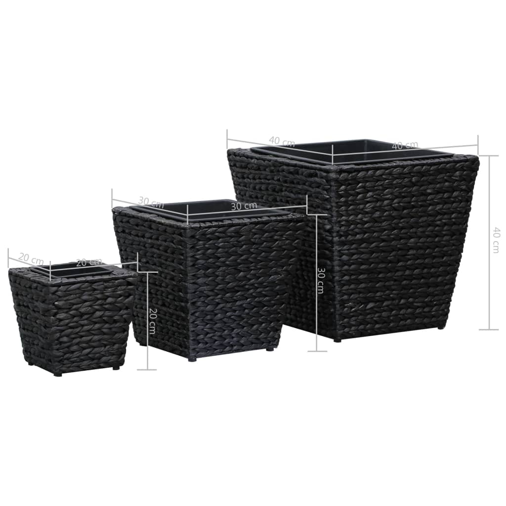 Letti Rialzati 3 pz in Giacinto Intrecciato Nero
