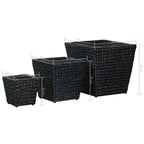 Letti Rialzati 3 pz in Giacinto Intrecciato Nero