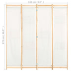 Divisorio a 4 Pannelli Crema 160x170x4 cm in Tessuto
