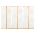 Divisorio a 6 Pannelli 240x170x4 cm in Tessuto Crema