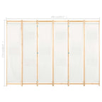 Divisorio a 6 Pannelli 240x170x4 cm in Tessuto Crema