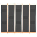 Divisorio a 5 Pannelli Grigio 200x170x4 cm in Tessuto