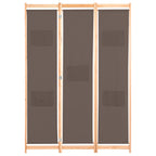 Divisorio a 3 Pannelli Marrone 120x170x4 cm in Tessuto