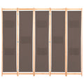 Divisorio a 5 Pannelli Marrone 200x170x4 cm in Tessuto