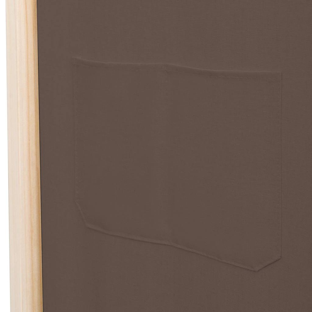 Divisorio a 5 Pannelli Marrone 200x170x4 cm in Tessuto