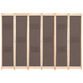 Divisorio a 6 Pannelli Marrone 240x170x4 cm in Tessuto