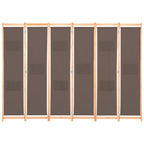 Divisorio a 6 Pannelli Marrone 240x170x4 cm in Tessuto