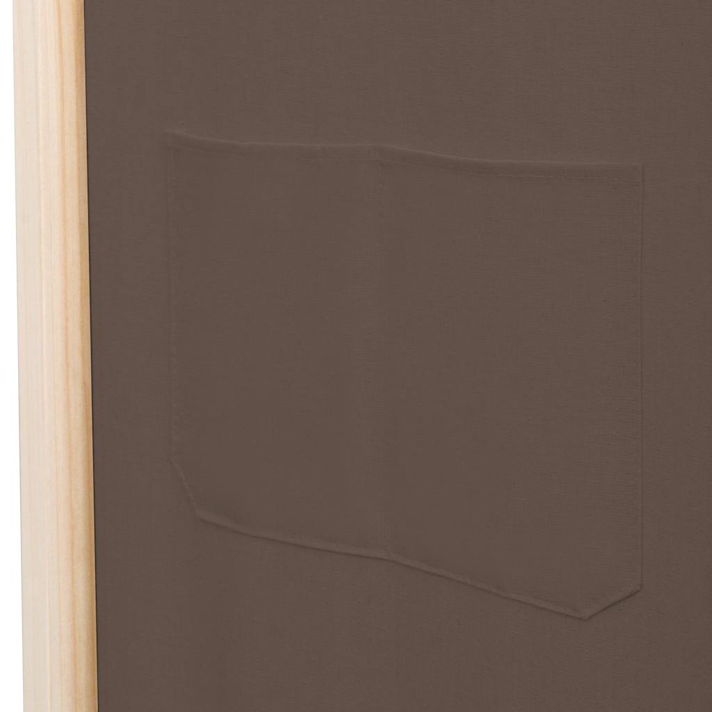 Divisorio a 6 Pannelli Marrone 240x170x4 cm in Tessuto