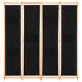 Divisorio a 4 Pannelli Nero 160x170x4 cm in Tessuto