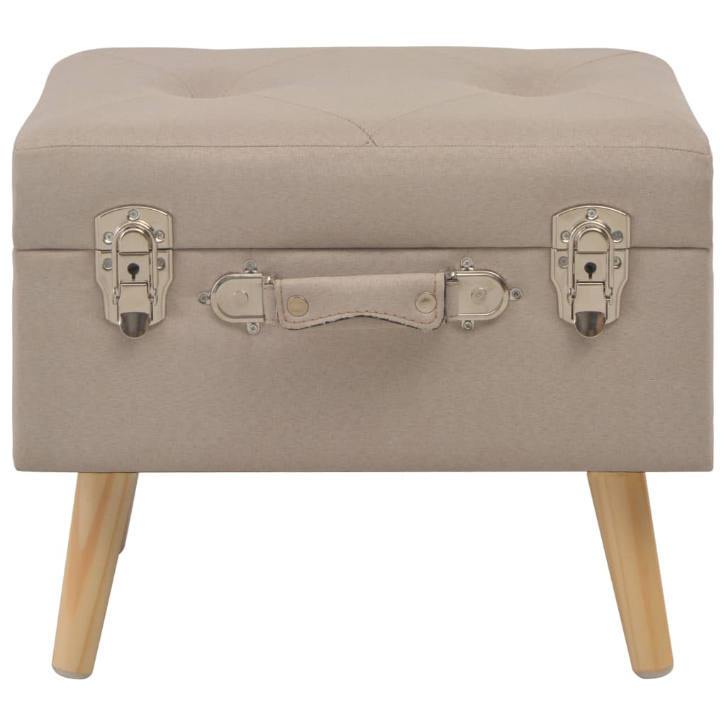 Sgabello con Contenitore 40 cm in Tessuto Beige