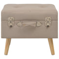 Sgabello con Contenitore 40 cm in Tessuto Beige