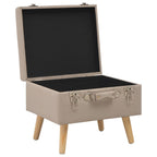Sgabello con Contenitore 40 cm in Tessuto Beige