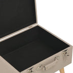 Sgabello con Contenitore 40 cm in Tessuto Beige