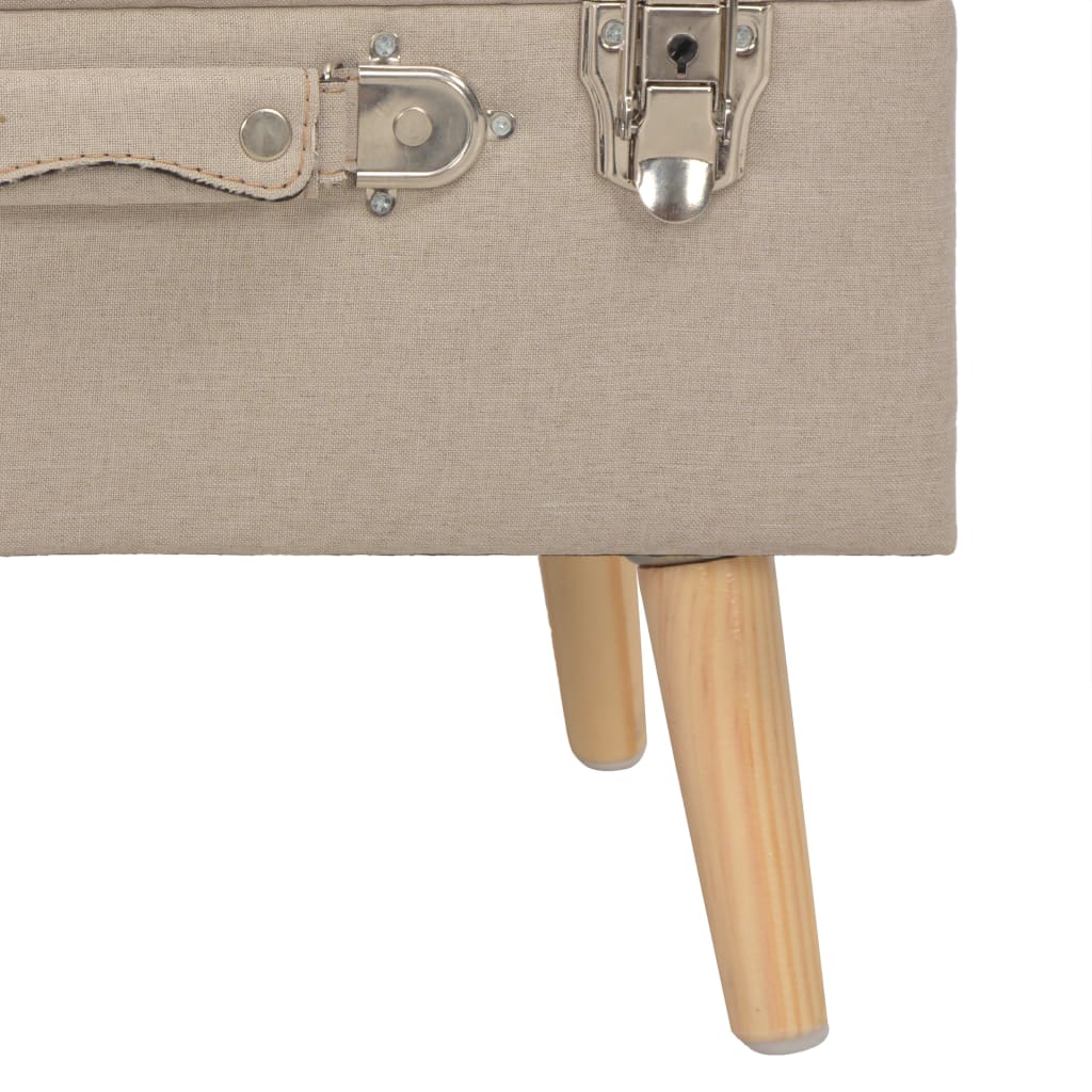 Sgabello con Contenitore 40 cm in Tessuto Beige