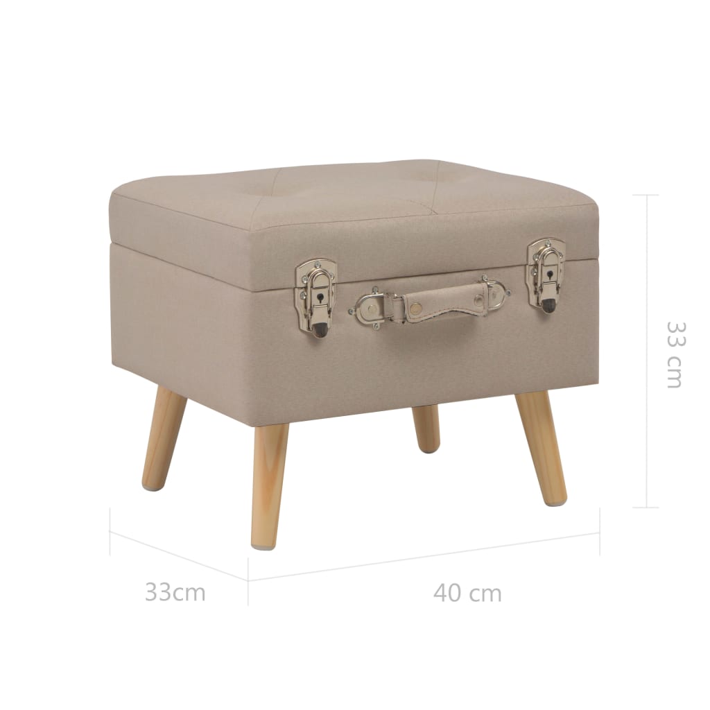 Sgabello con Contenitore 40 cm in Tessuto Beige