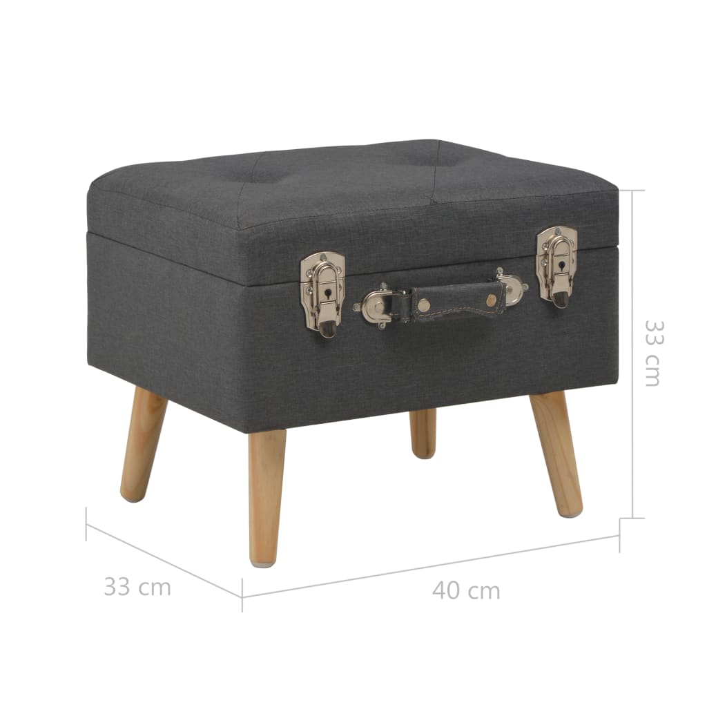 Sgabello con Contenitore 40 cm in Tessuto Grigio Scuro
