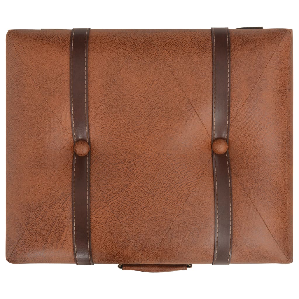 Sgabello con Contenitore 40 cm in Similpelle Tanno