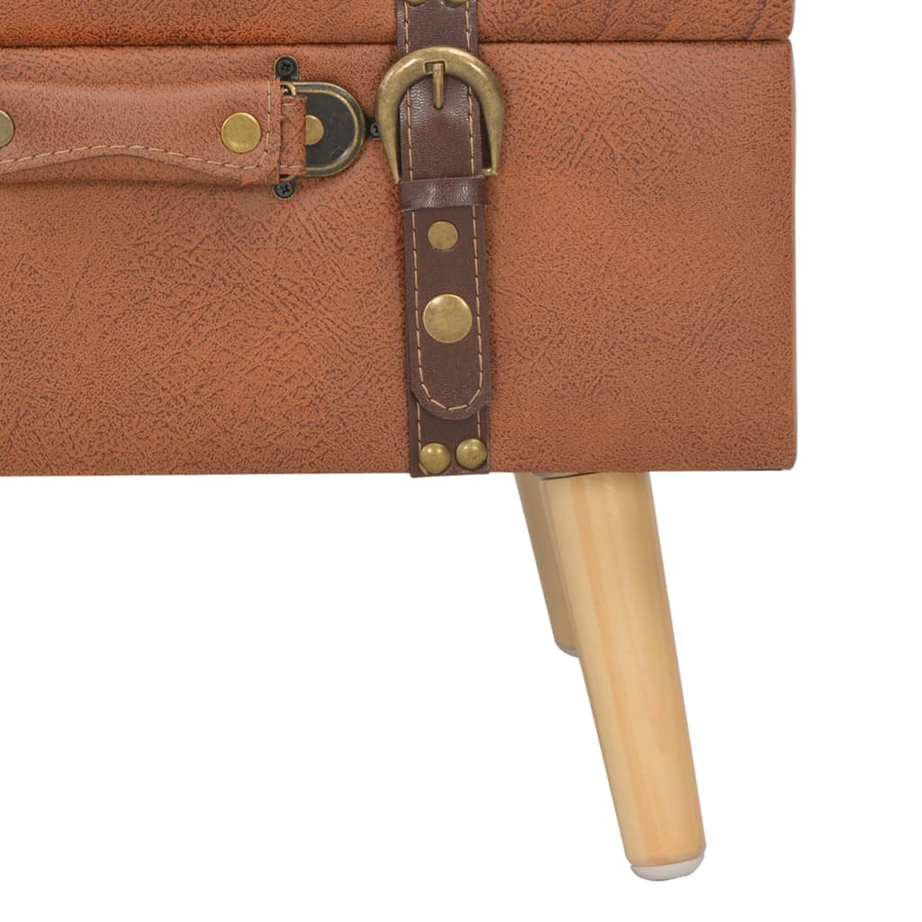 Sgabello con Contenitore 40 cm in Similpelle Tanno