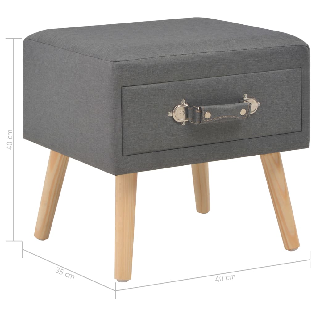 Comodino Grigio Scuro 40x35x40 cm in Tessuto