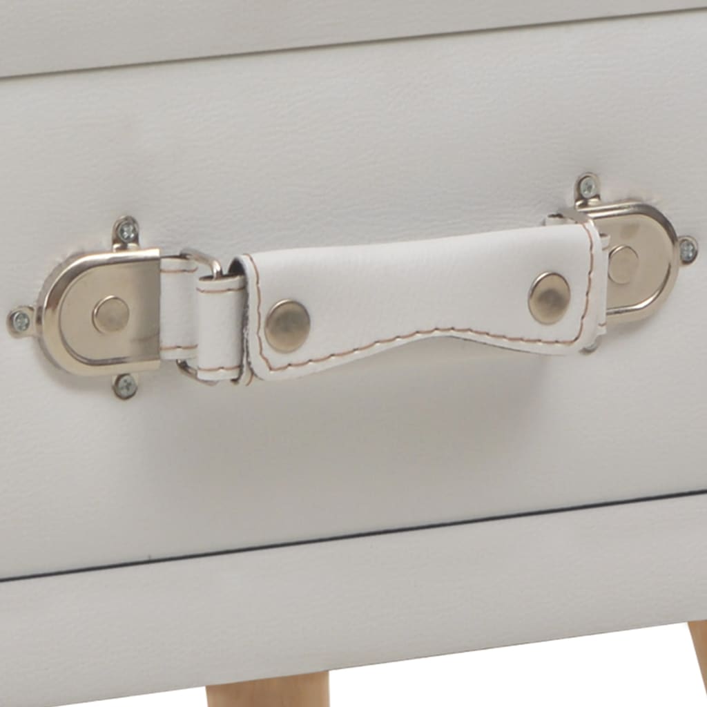 Comodino Bianco 40x35x40 cm in Similpelle