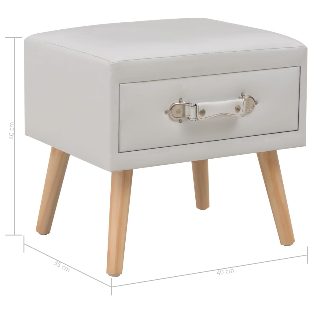 Comodino Bianco 40x35x40 cm in Similpelle