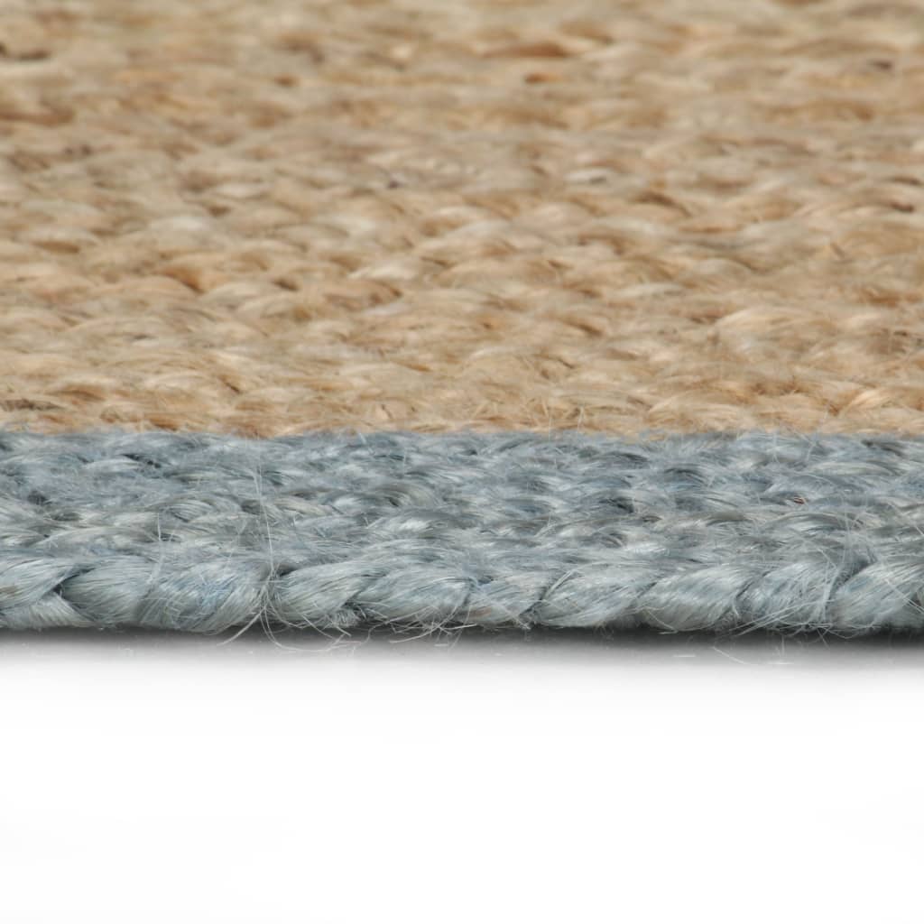 Tappeto Lavorato a Mano in Juta con Bordo Verde Oliva 120 cm