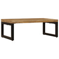 Tavolino da Salotto 100x50x35 cm Legno Massello Mango e Acciaio