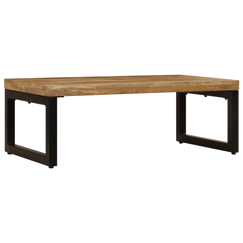 Tavolino da Salotto 100x50x35 cm Legno Massello Mango e Acciaio
