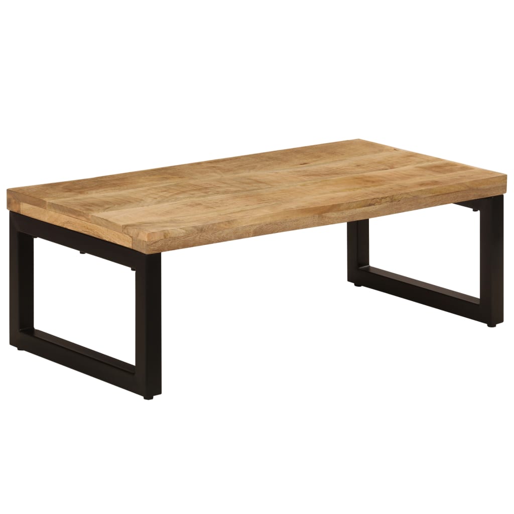 Tavolino da Salotto 100x50x35 cm Legno Massello Mango e Acciaio