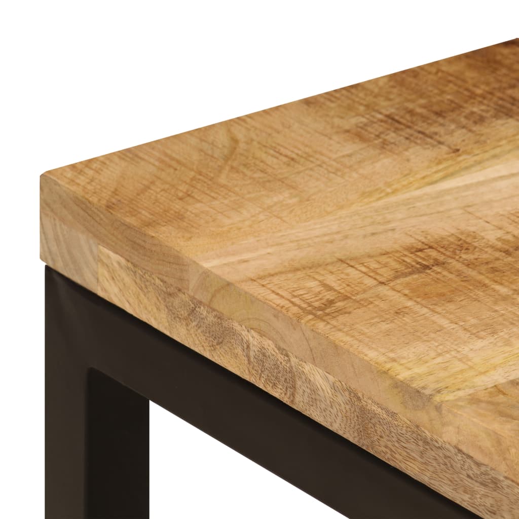 Tavolino da Salotto 100x50x35 cm Legno Massello Mango e Acciaio